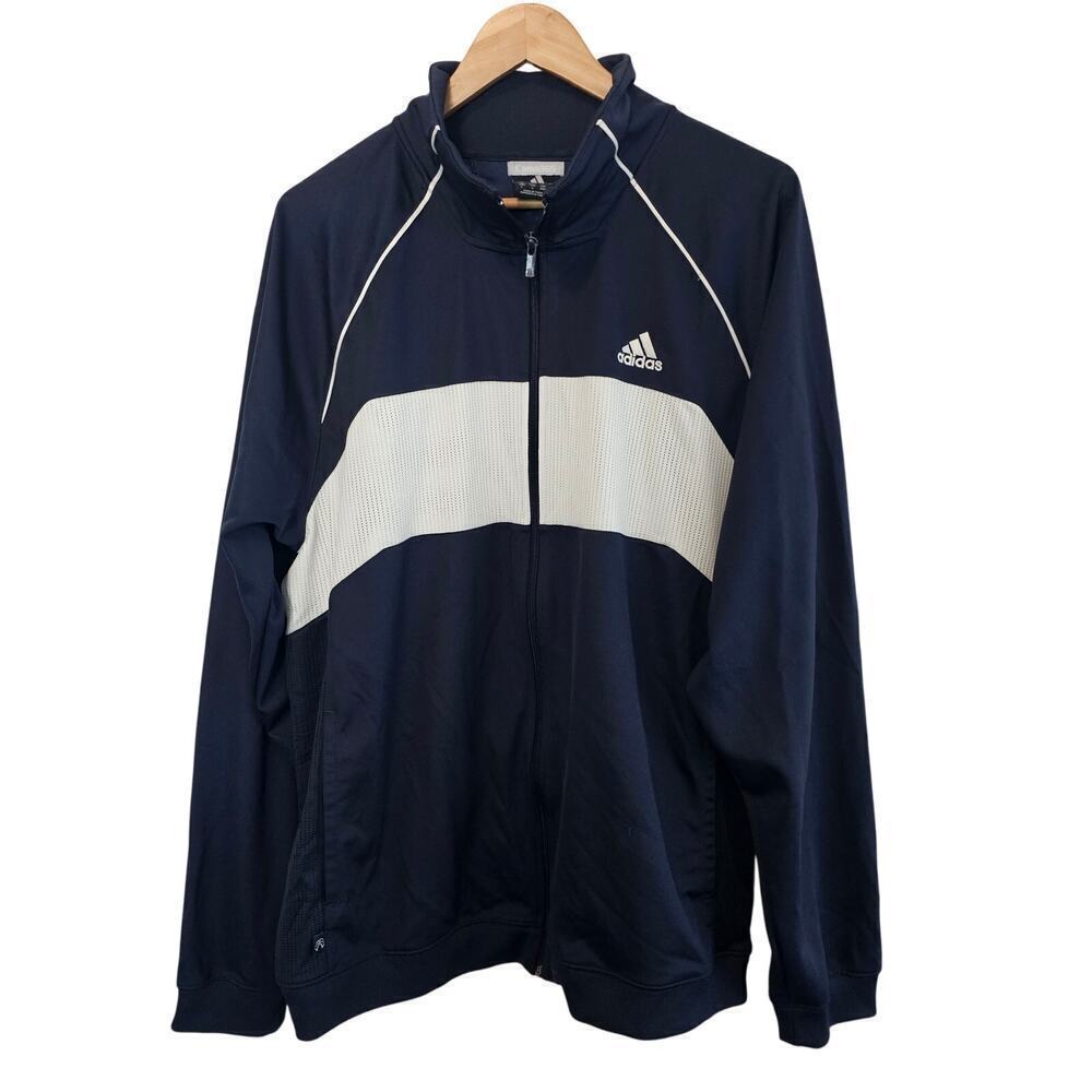 Adidas Clima365 Full Zip Jacket Men Lg Blue Mock Neck Athleisure Sports Outdoors